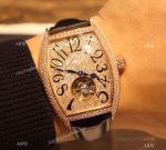New Franck Muller Tourbillon Rose Gold Iced Out Diamonds Watch